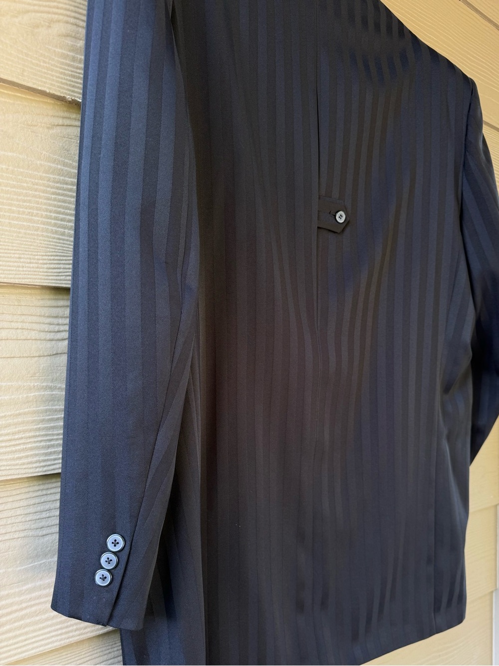 Falcone Luxury Black Shade Strip Polyester Tuxedo Coat Blazer Jacket Size 48L - Picture 5 of 12